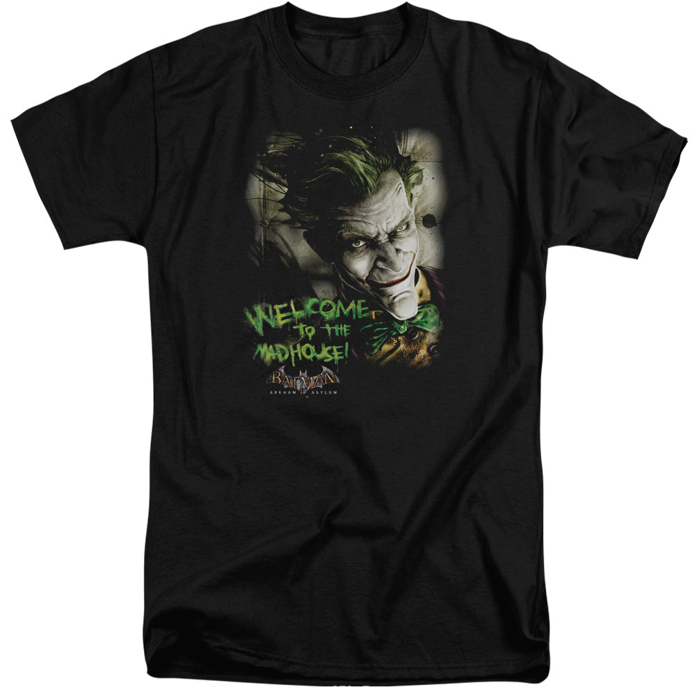 BATMAN ARKHAM ASYLUM/WELCOME TO THE MADHOUSE - S/S ADULT TALL 18/1 - BLACK