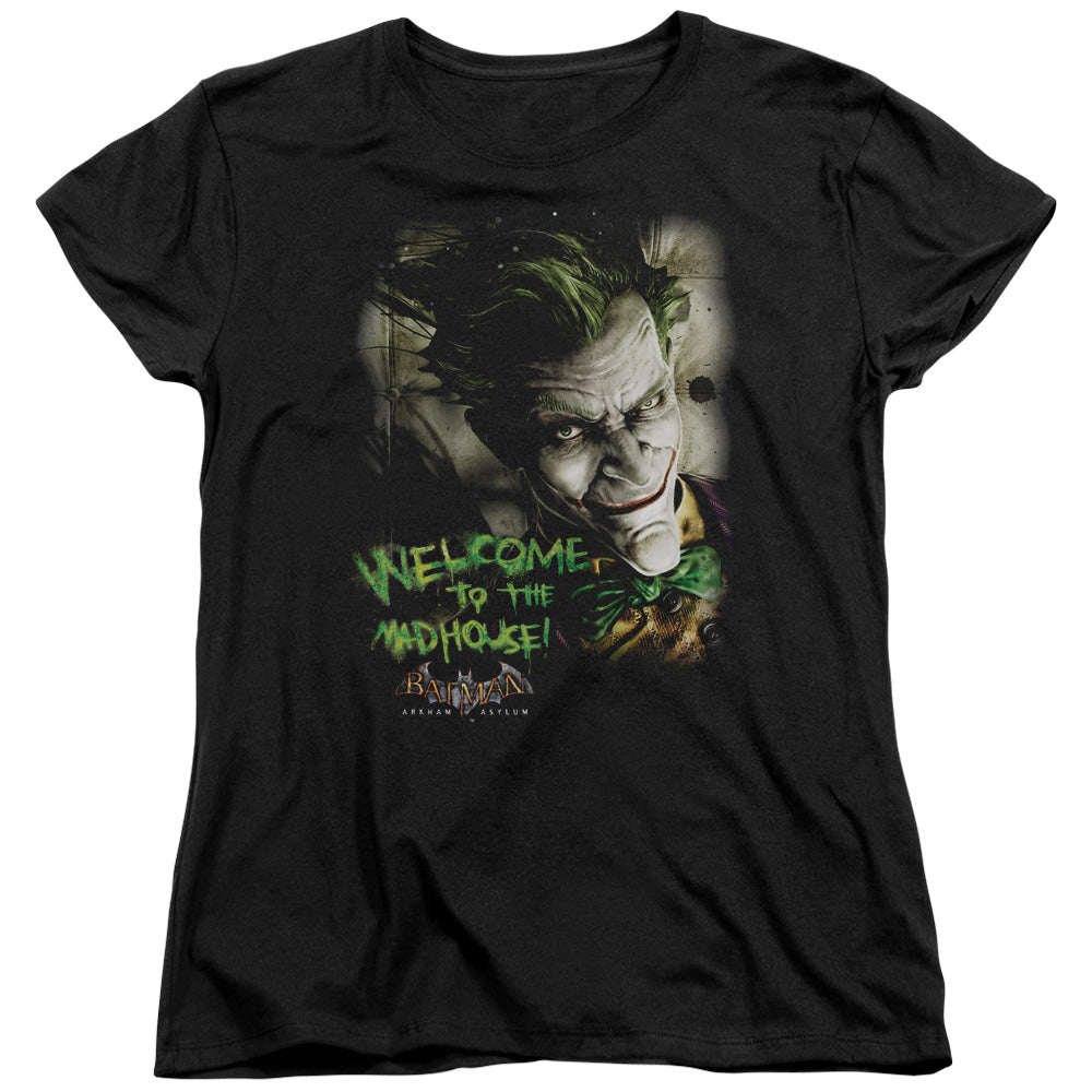 BATMAN ARKHAM ASYLUM/WELCOME TO THE MADHOUSE - S/S WOMENS TEE - BLACK