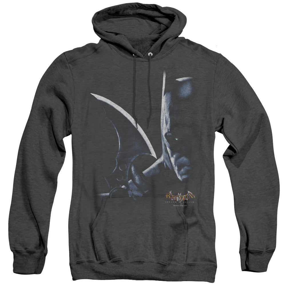 BATMAN ARKHAM ASYLUM/ARKHAM BATMAN - ADULT HEATHER HOODIE - BLACK
