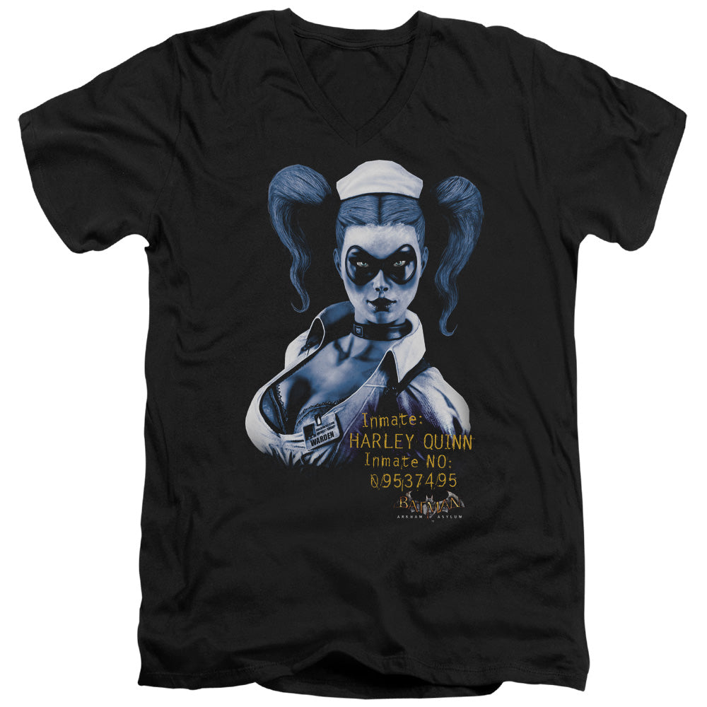 BATMAN ARKHAM ASYLUM/ARKHAM HARLEY QUINN - S/S ADULT V-NECK 30/1 - BLACK