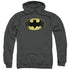 BATMAN/DESTROYED LOGO - ADULT PULLOVER HOODIE - CHARCOAL