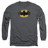 BATMAN/DESTROYED LOGO - L/S ADULT 18/1 - CHARCOAL