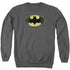BATMAN/DESTROYED LOGO - ADULT CREWNECK SWEATSHIRT - CHARCOAL