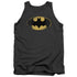 BATMAN/DESTROYED LOGO - ADULT TANK - CHARCOAL