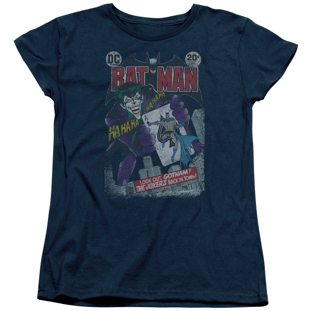 BATMAN/#251 DISTRESSED - S/S WOMENS TEE - NAVY