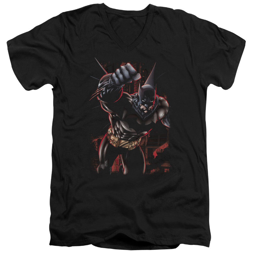 BATMAN/CRIMSON KNIGHT - S/S ADULT V-NECK 30/1 - BLACK