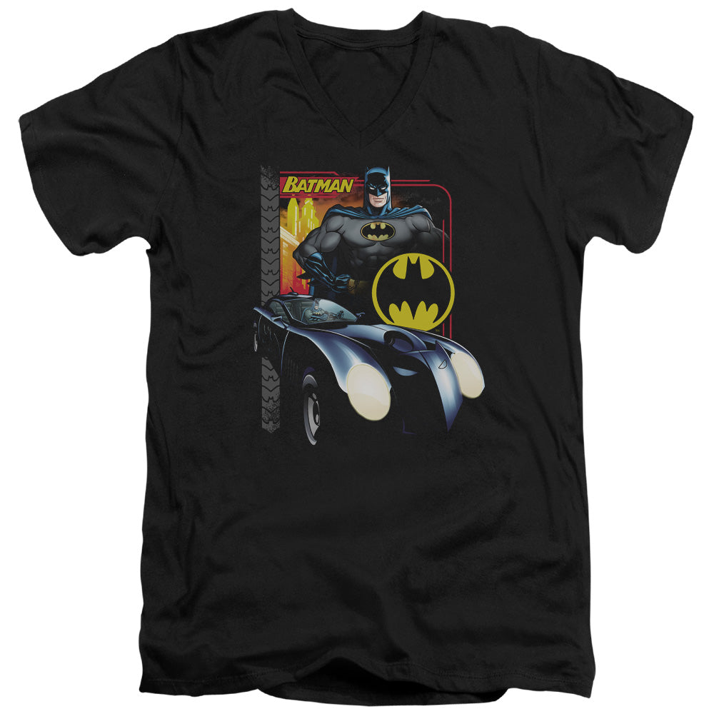 BATMAN/BAT RACING - S/S ADULT V-NECK 30/1 - BLACK