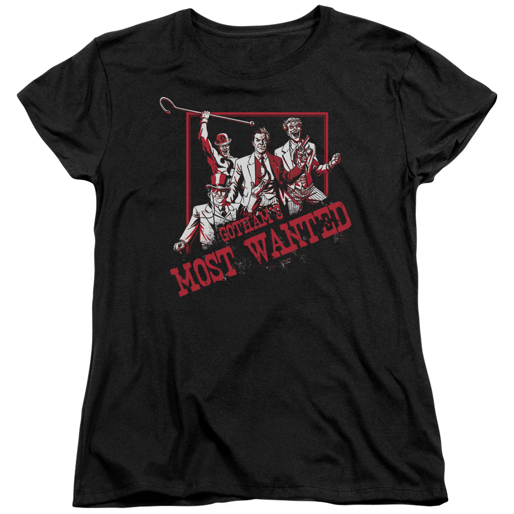 BATMAN/GOTHAMS MOST WANTED - S/S WOMENS TEE - BLACK