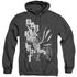 BATMAN/VERTICAL LETTERS - ADULT HEATHER HOODIE - BLACK
