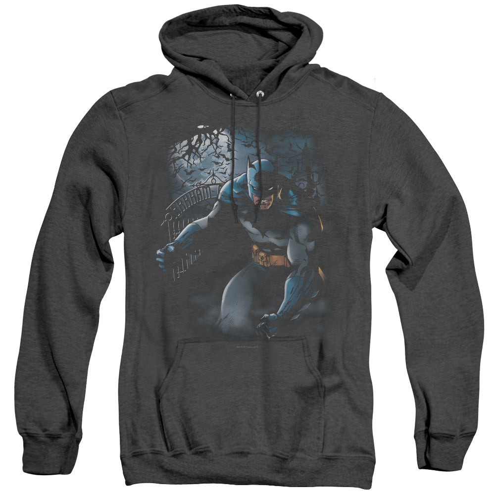 BATMAN/LIGHT OF THE MOON - ADULT HEATHER HOODIE - BLACK