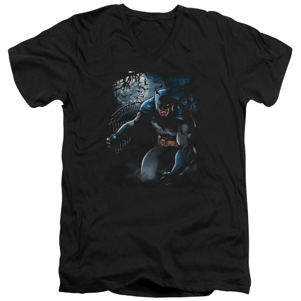 BATMAN/LIGHT OF THE MOON - S/S ADULT V-NECK 30/1 - BLACK