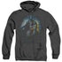 BATMAN/BAT CAVE - ADULT HEATHER HOODIE - BLACK