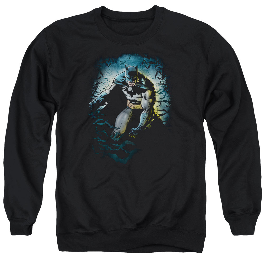 BATMAN/BAT CAVE - ADULT CREWNECK SWEATSHIRT - BLACK