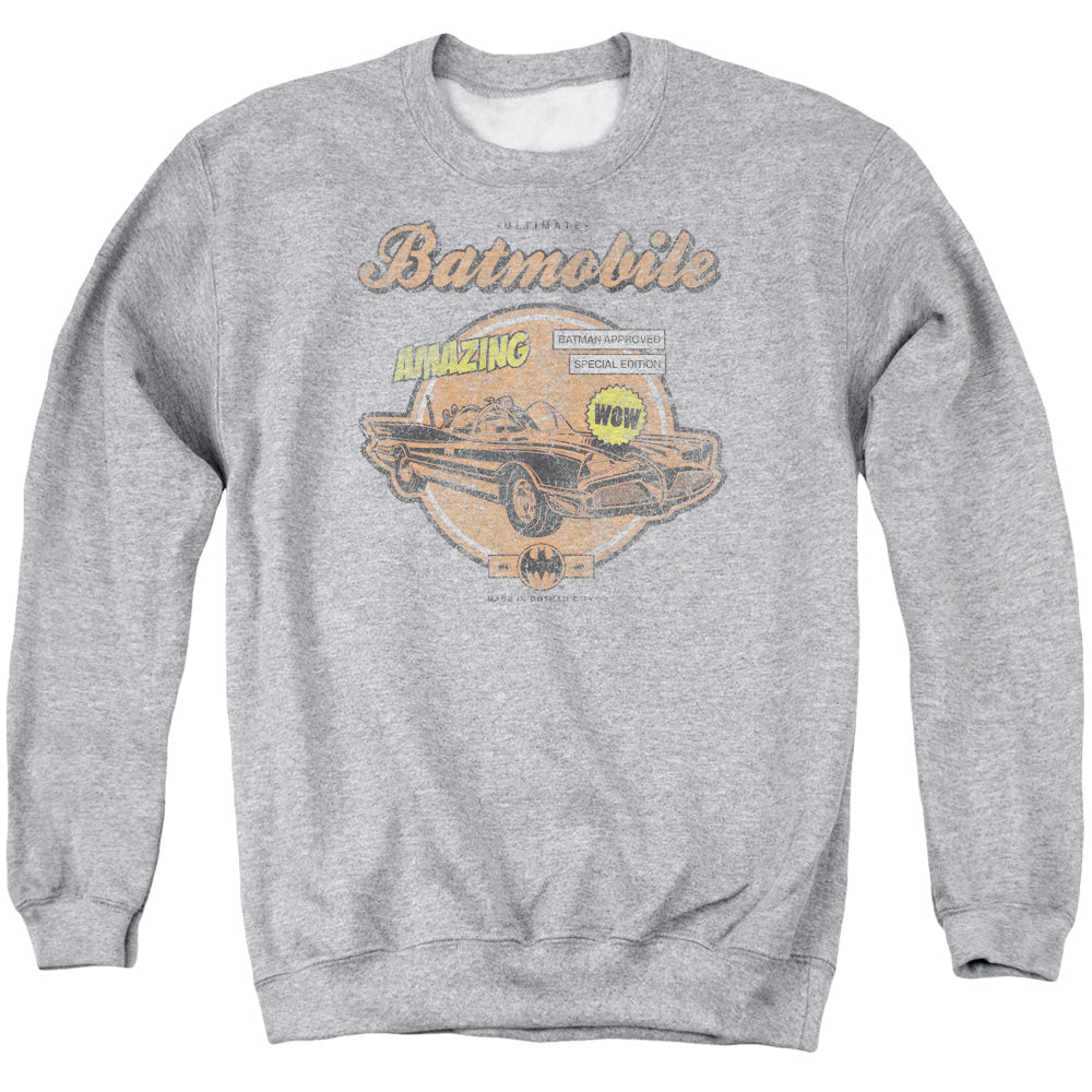 BATMAN/AMAZING BATMOBILE - ADULT CREWNECK SWEATSHIRT - ATHLETIC HEATHER