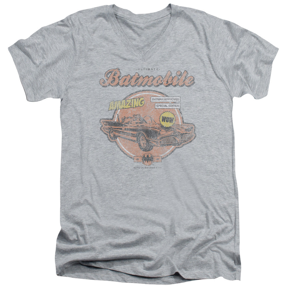 BATMAN/AMAZING BATMOBILE - S/S ADULT V-NECK 30/1 - ATHLETIC HEATHER