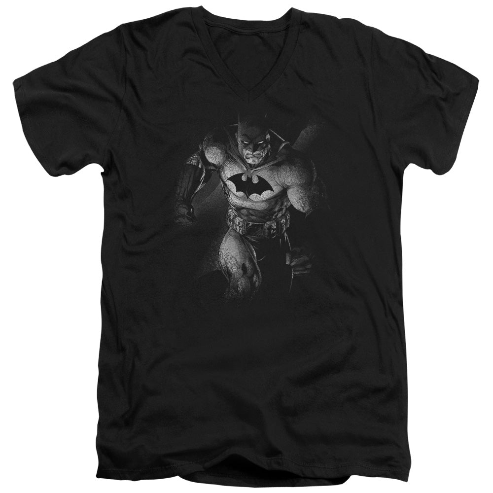 BATMAN/MATERIALIZED - S/S ADULT V-NECK 30/1 - BLACK