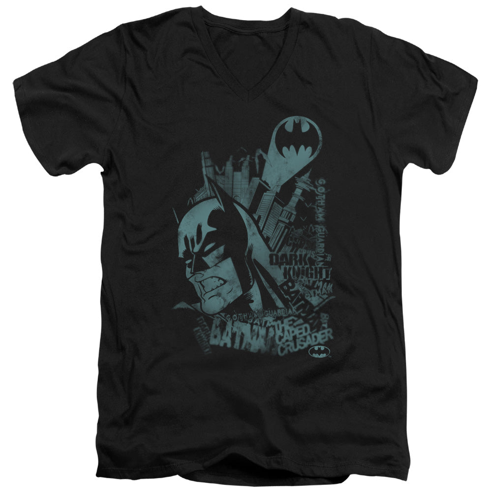 BATMAN/GRITTED TEETH - S/S ADULT V-NECK 30/1 - BLACK