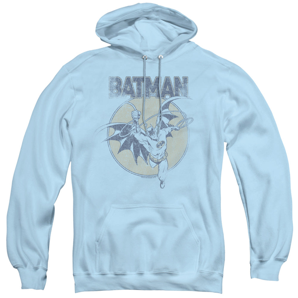 BATMAN/SWINGING BAT - ADULT PULLOVER HOODIE - LIGHT BLUE