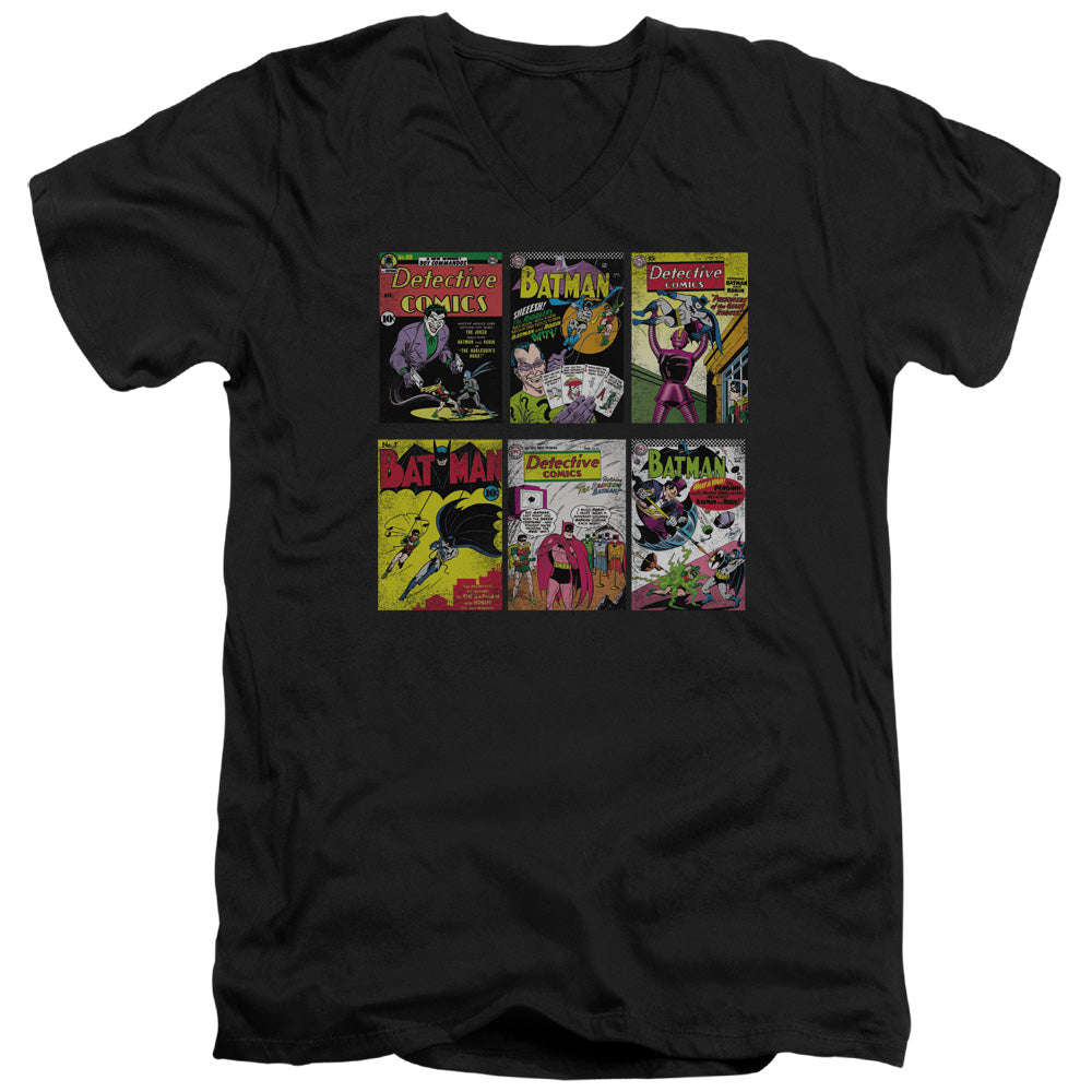 BATMAN/BM COVERS - S/S ADULT V-NECK 30/1 - BLACK