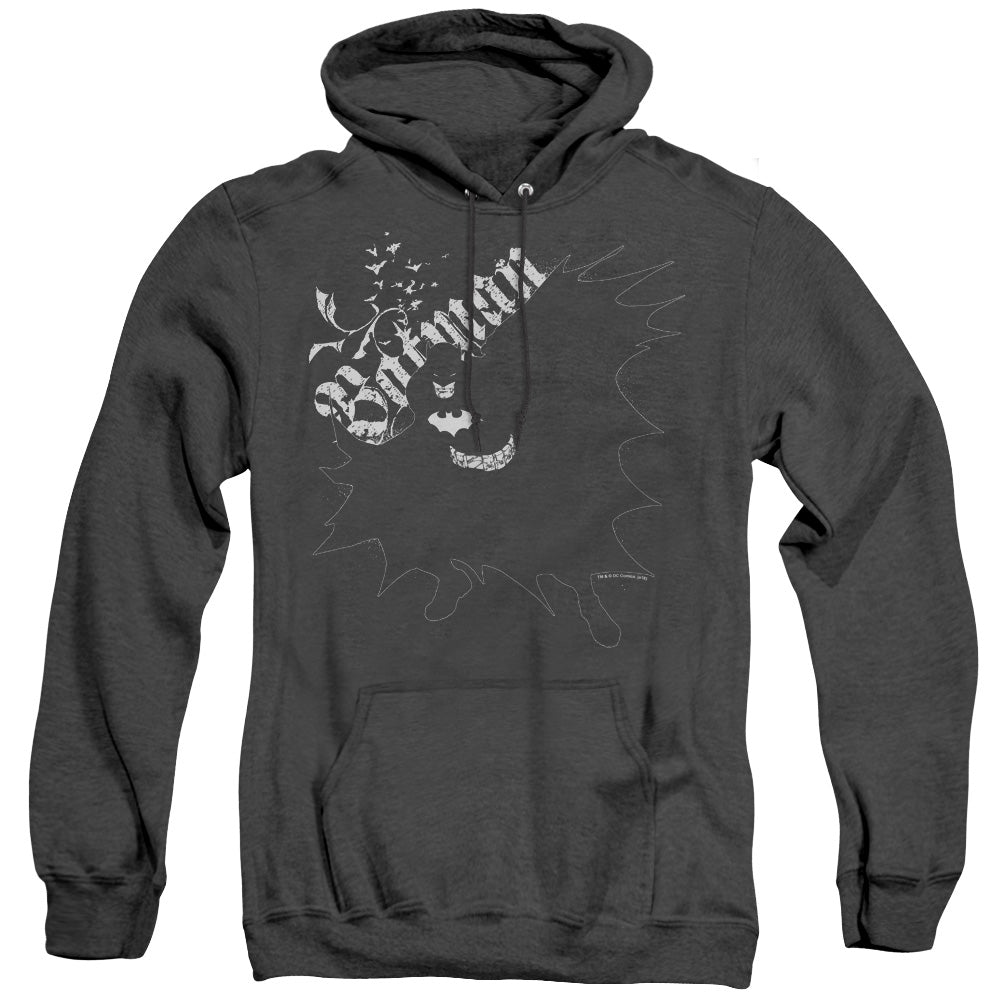 BATMAN/DARKNESS - ADULT HEATHER HOODIE - BLACK