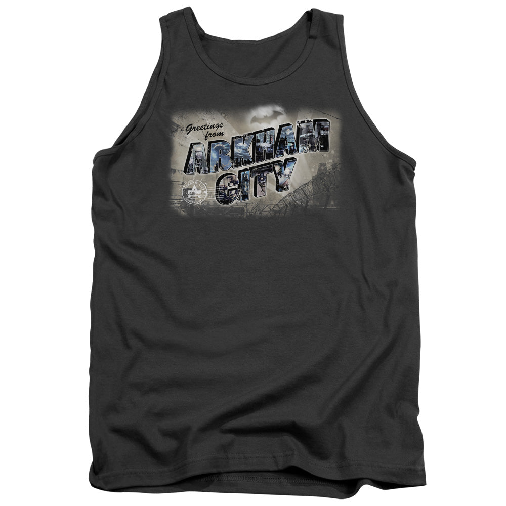 BATMAN ARKHAM CITY/GREETINGS FROM ARKHAM - ADULT TANK - CHARCOAL