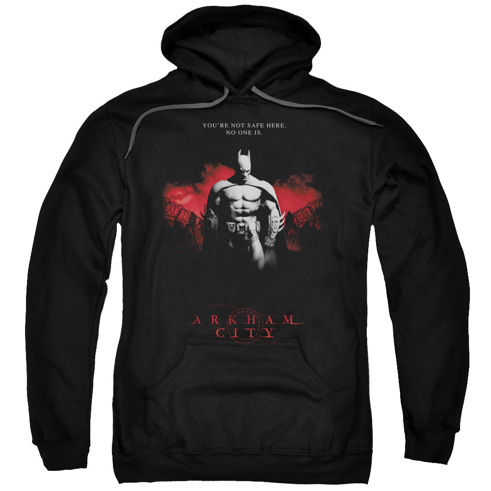 BATMAN ARKHAM CITY/STANDING STRONG - ADULT PULLOVER HOODIE - BLACK