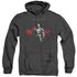 BATMAN ARKHAM CITY/STANDING STRONG - ADULT HEATHER HOODIE - BLACK
