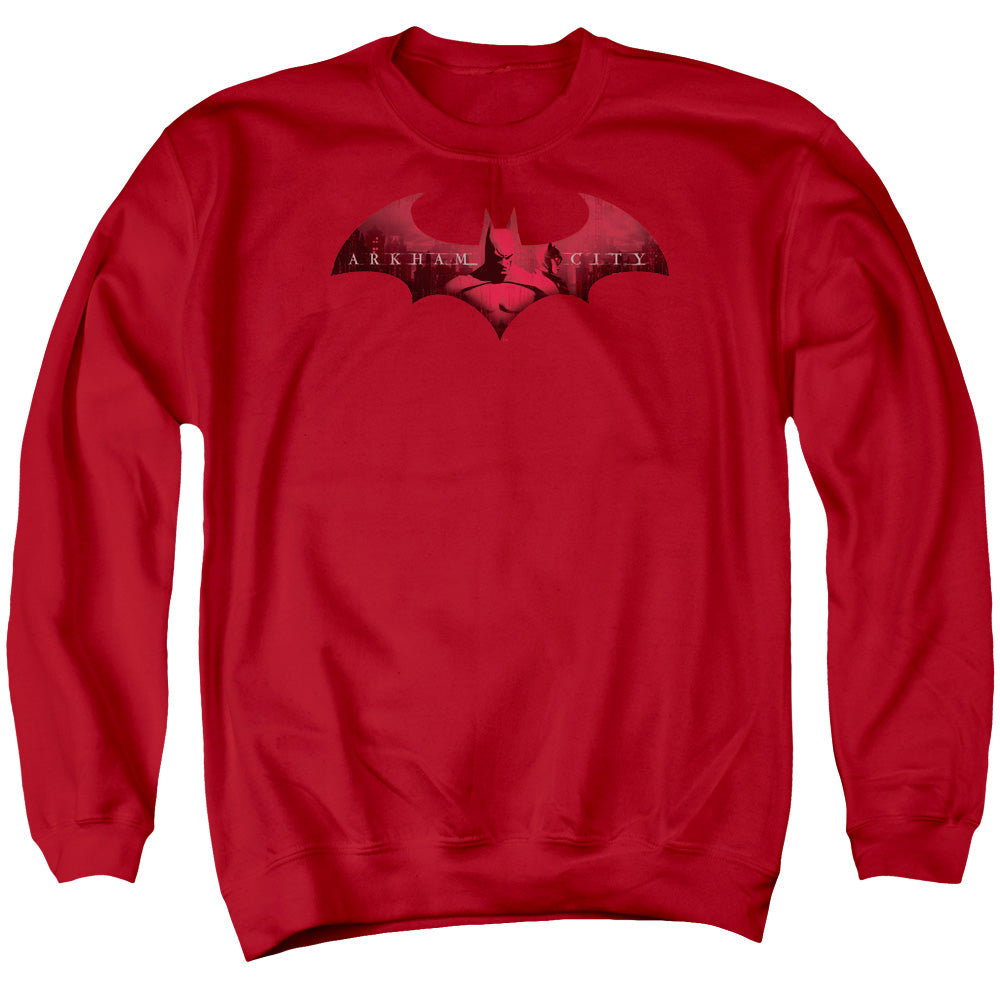BATMAN ARKHAM CITY/IN THE CITY - ADULT CREWNECK SWEATSHIRT - RED