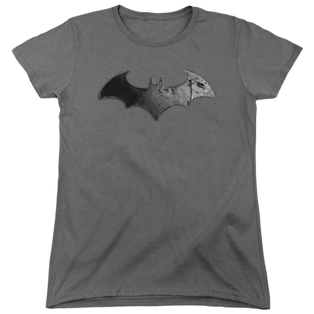 BATMAN ARKHAM CITY/BAT LOGO - S/S WOMENS TEE - CHARCOAL