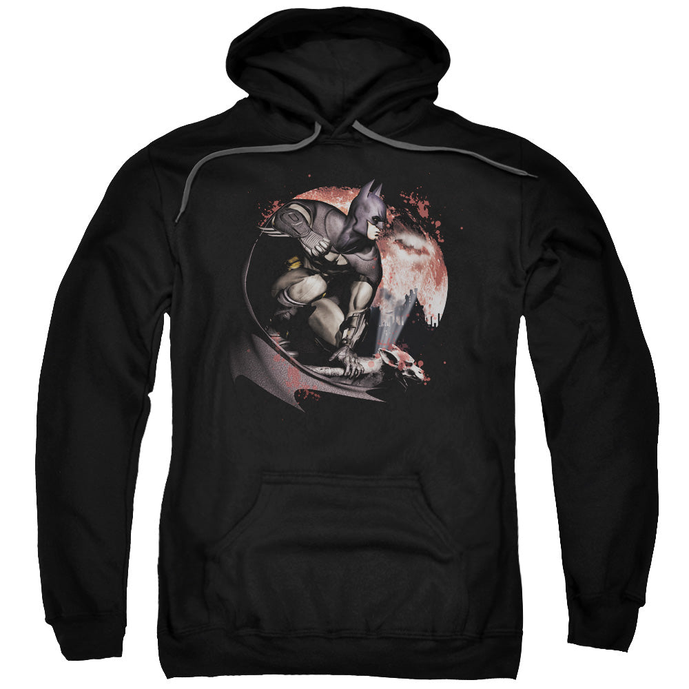 BATMAN ARKHAM CITY/BLOOD MOON - ADULT PULLOVER HOODIE - BLACK