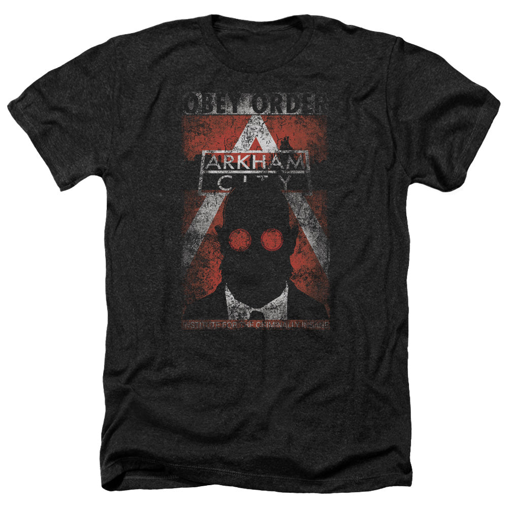 BATMAN ARKHAM CITY/OBEY ORDER POSTER - ADULT HEATHER - BLACK