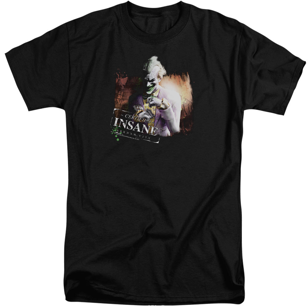 BATMAN ARKHAM CITY/CERTIFIED INSANE - S/S ADULT TALL 18/1 - BLACK