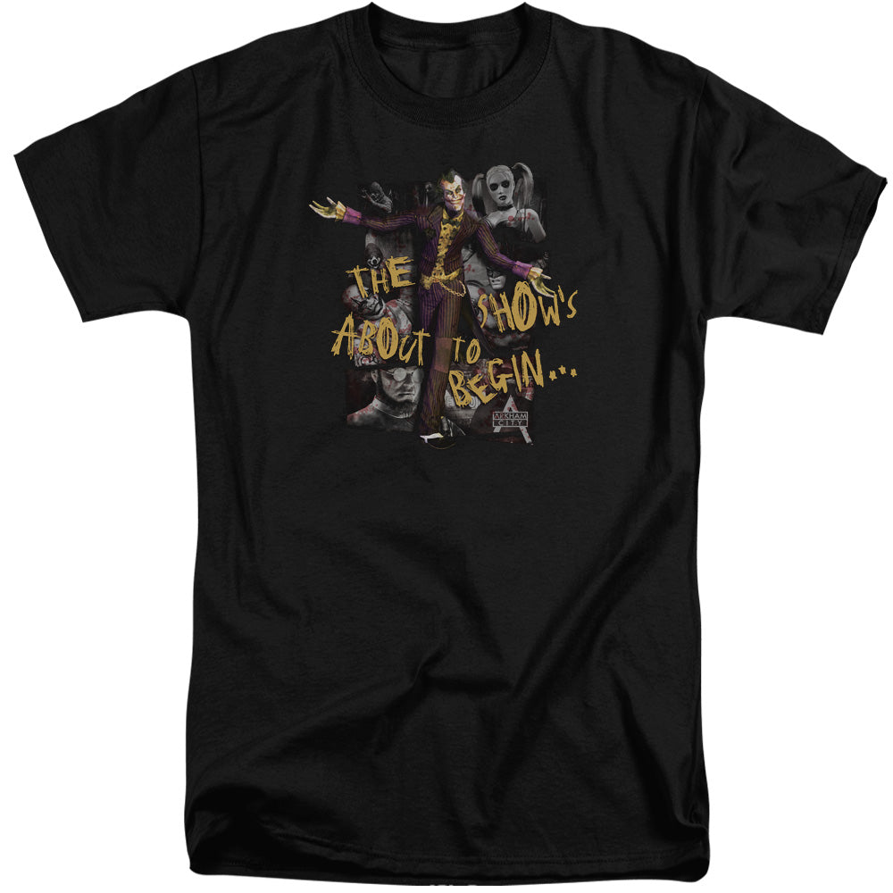 BATMAN ARKHAM CITY/ABOUT TO BEGIN - S/S ADULT TALL 18/1 - BLACK