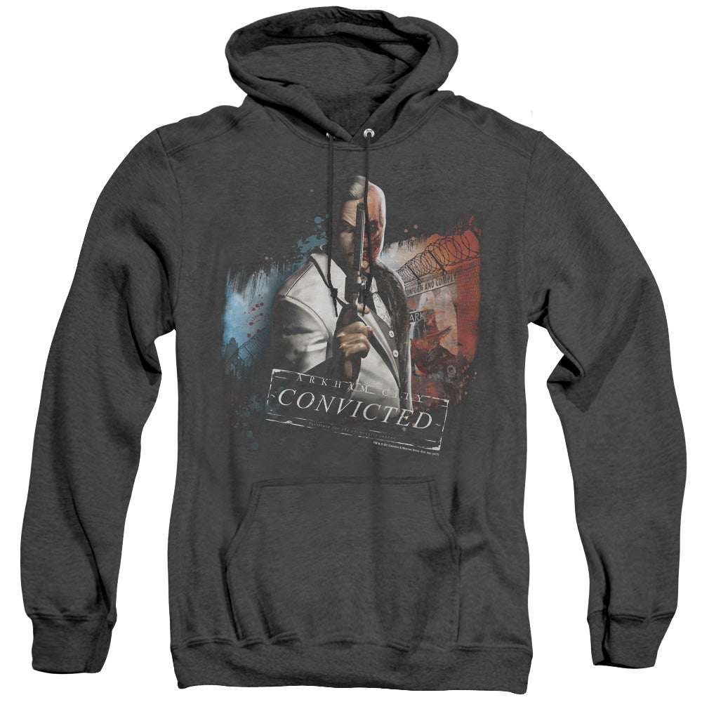 BATMAN ARKHAM CITY/TWO FACE - ADULT HEATHER HOODIE - BLACK