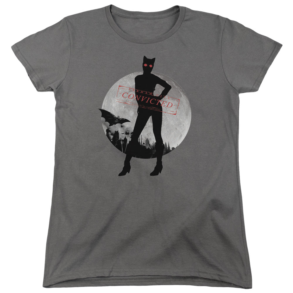 BATMAN ARKHAM CITY/CATWOMAN CONVICTED - S/S WOMENS TEE - CHARCOAL