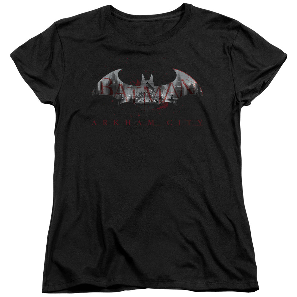 BATMAN ARKHAM CITY/BAT FILL - S/S WOMENS TEE - BLACK