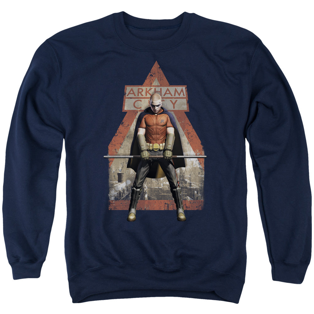 BATMAN ARKHAM CITY/ARKHAM ROBIN - ADULT CREWNECK SWEATSHIRT - NAVY