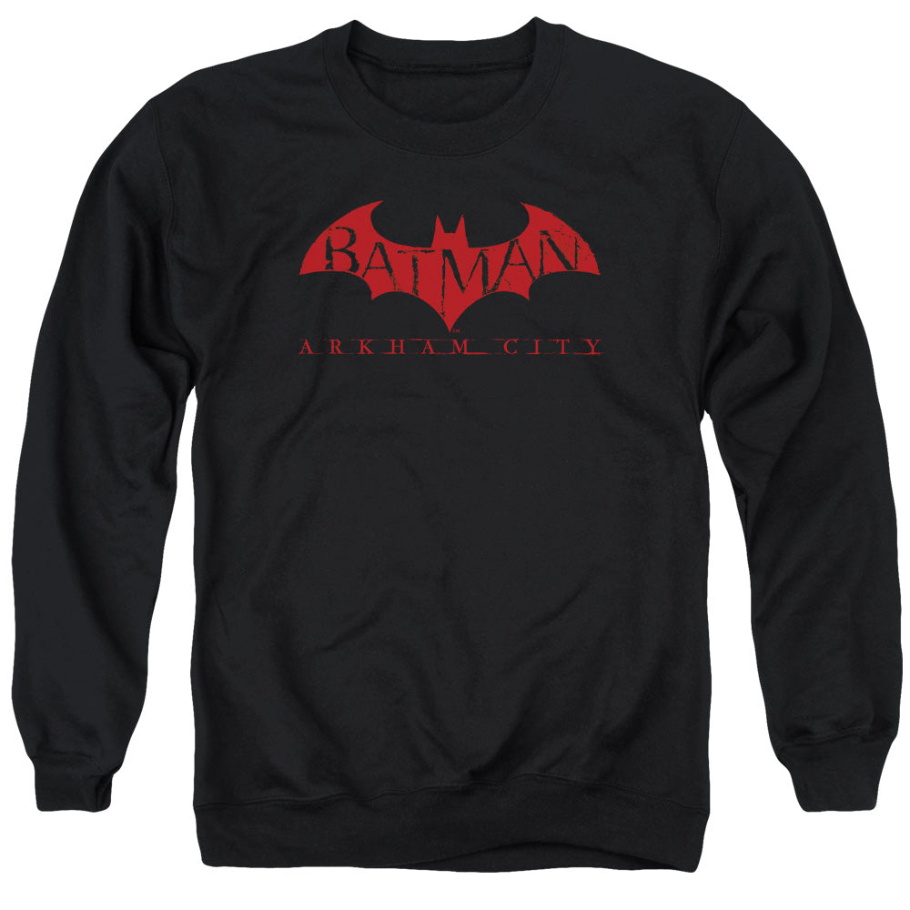 BATMAN ARKHAM CITY/RED BAT - ADULT CREWNECK SWEATSHIRT - BLACK