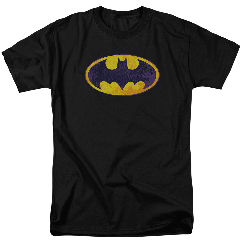 BATMAN/BM NEON DISTRESS LOGO - S/S ADULT 18/1 - BLACK