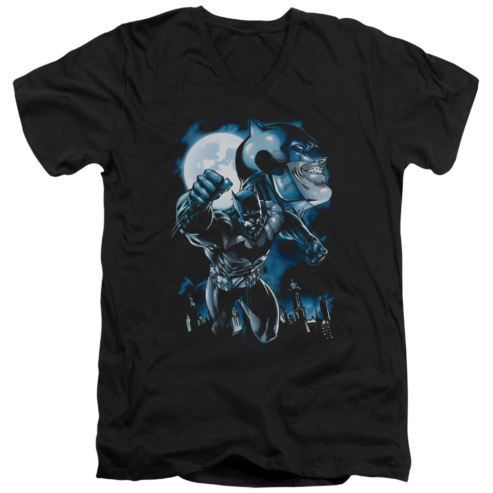 BATMAN/MOONLIGHT BAT - S/S ADULT V-NECK 30/1 - BLACK