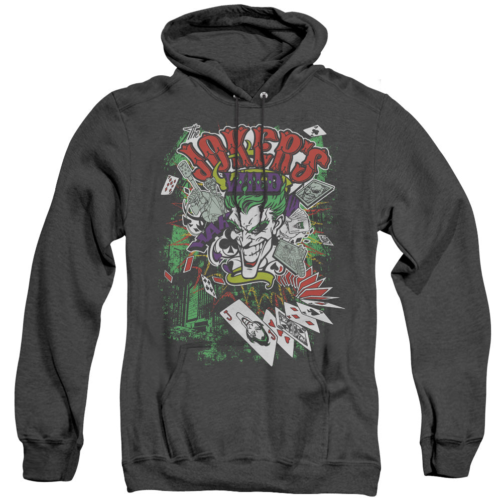 BATMAN/JOKERS WILD - ADULT HEATHER HOODIE - BLACK