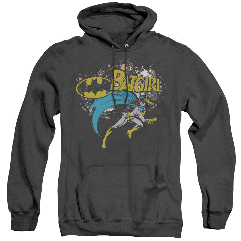 BATMAN/BATGIRL HALFTONE - ADULT HEATHER HOODIE - BLACK