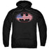 BATMAN/AMERICAN FLAG OVAL - ADULT PULLOVER HOODIE - BLACK