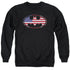 BATMAN/AMERICAN FLAG OVAL - ADULT CREWNECK SWEATSHIRT - BLACK