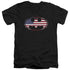 BATMAN/AMERICAN FLAG OVAL - S/S ADULT V-NECK 30/1 - BLACK