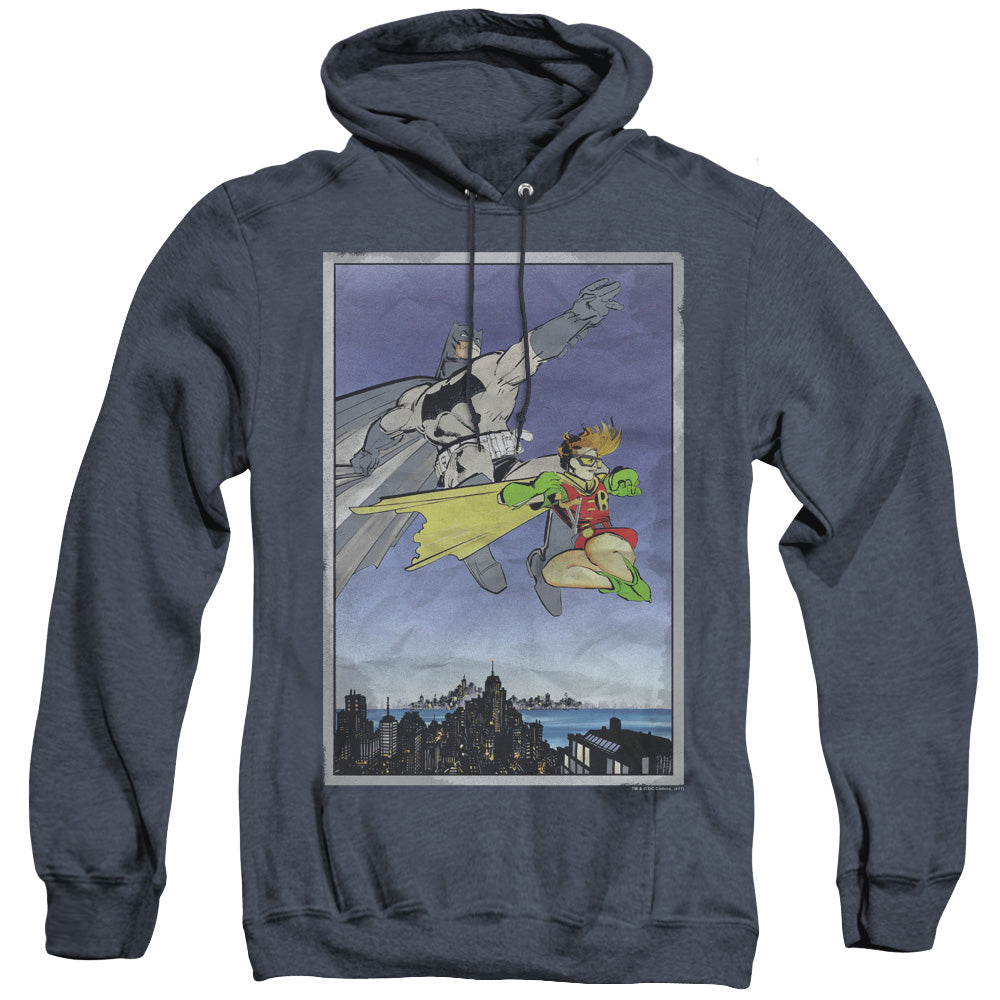 BATMAN/DKR DUO - ADULT HEATHER HOODIE - NAVY