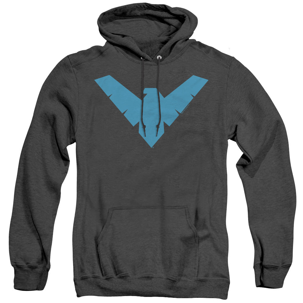 BATMAN/NIGHTWING SYMBOL - ADULT HEATHER HOODIE - BLACK