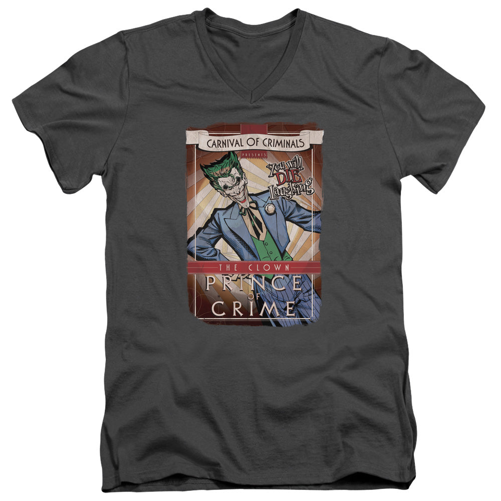 BATMAN/CLOWN PRINCE - S/S ADULT V-NECK 30/1 - CHARCOAL
