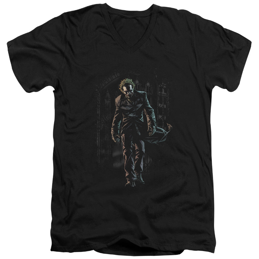 BATMAN/JOKER LEAVES ARKHAM - S/S ADULT V-NECK 30/1 - BLACK
