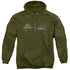 BATMAN/DISTRESSED CAMO SHIELD - ADULT PULLOVER HOODIE - MILITARY GREEN